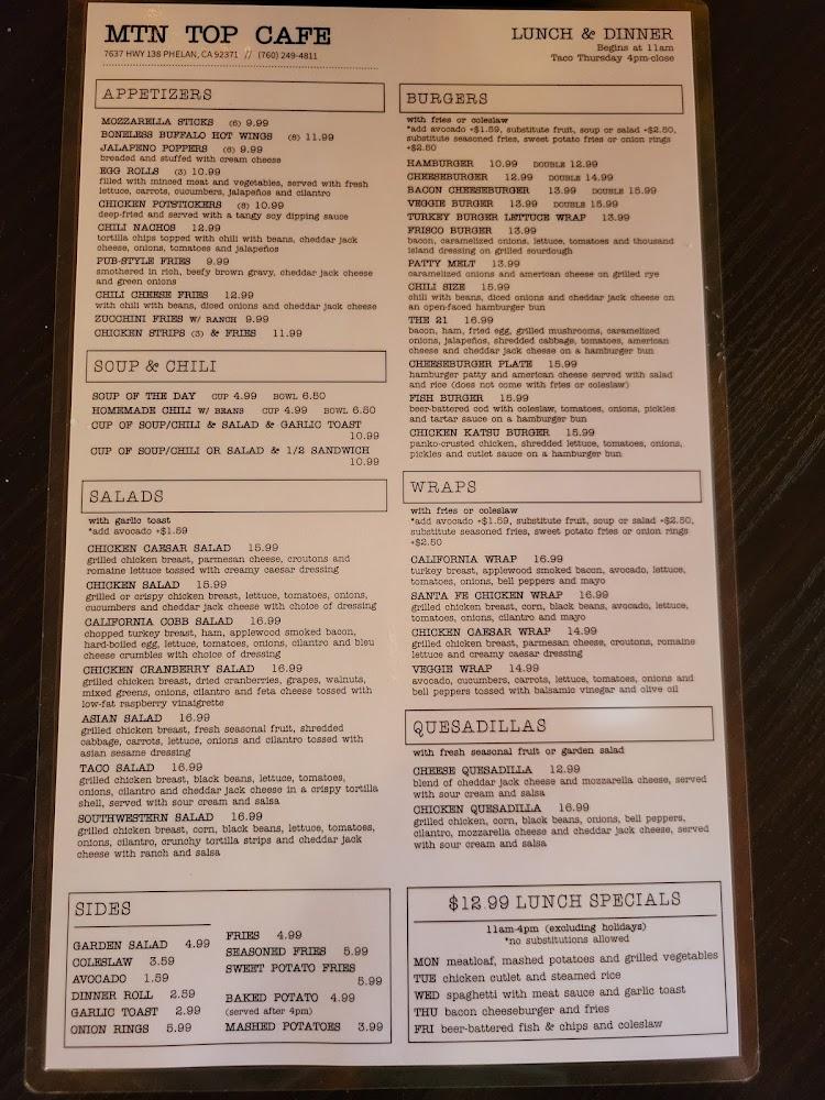 Mountain Top Cafe Menu image 4
